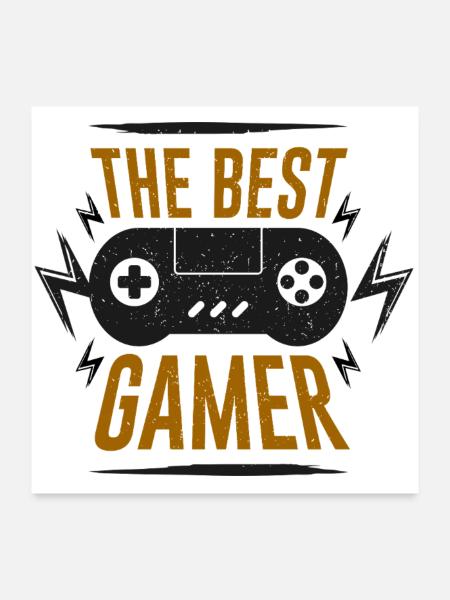Das beste Gamer-Controller-Emblem - Poster 60x60 cm - Weiß - Vorne