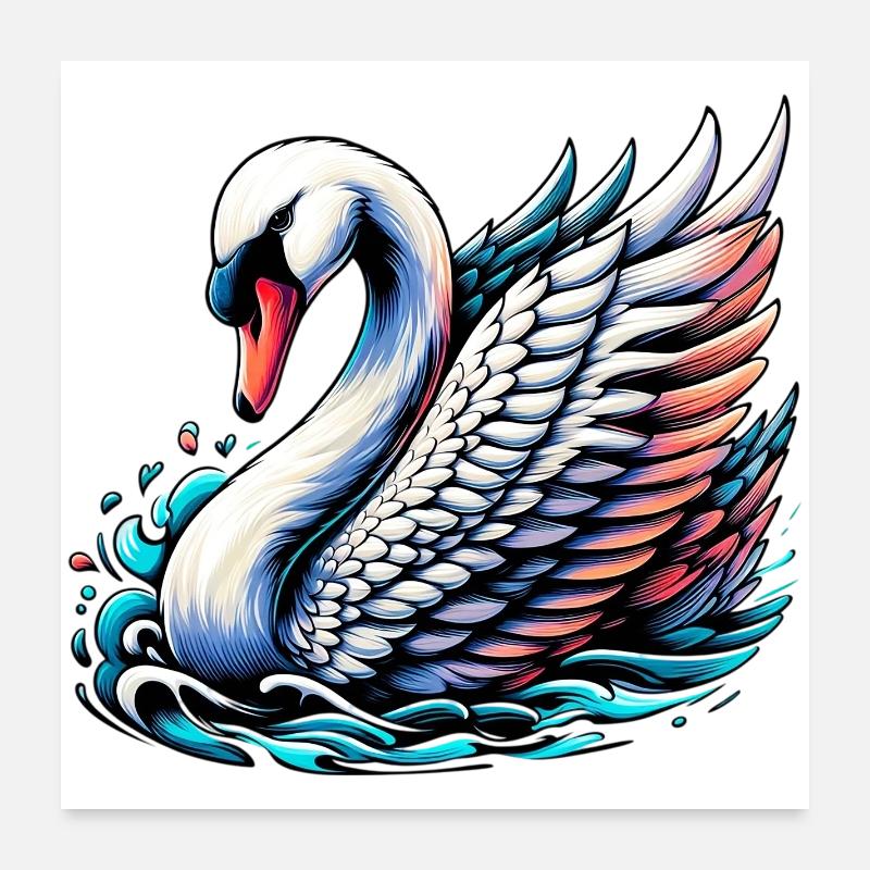 Swan Poster 24" x 24" (60x60 cm)