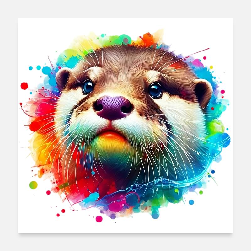 Loutre - Poster 60 x 60 cm - blanc