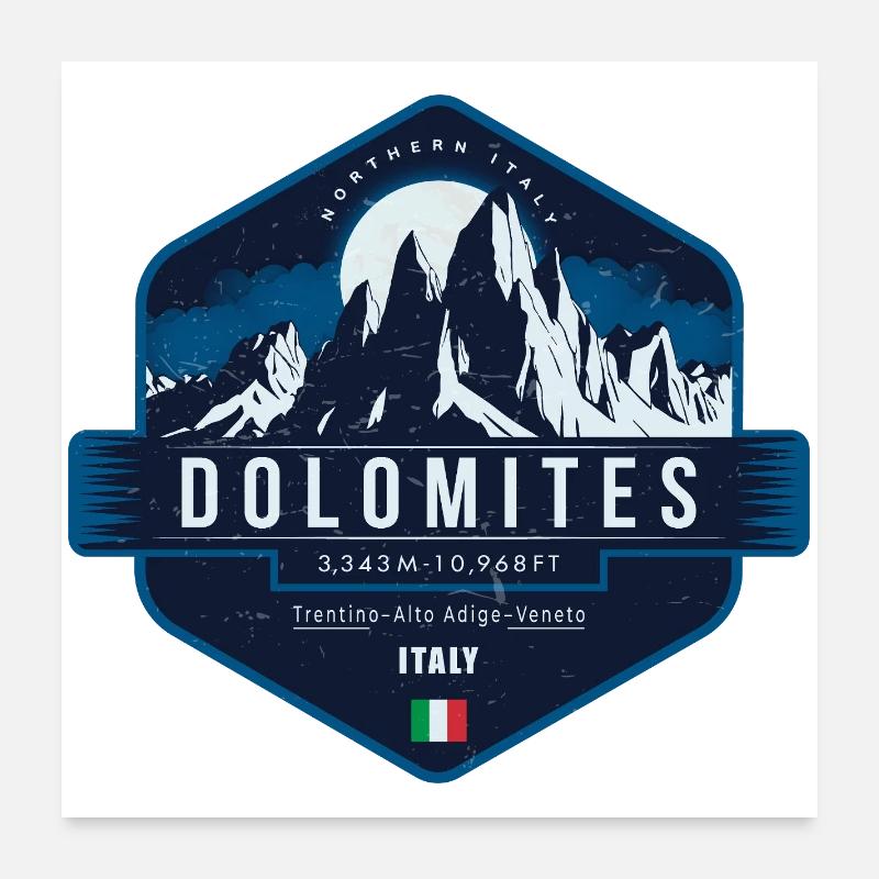 Dolomites , Italie - Poster 60 x 60 cm - blanc