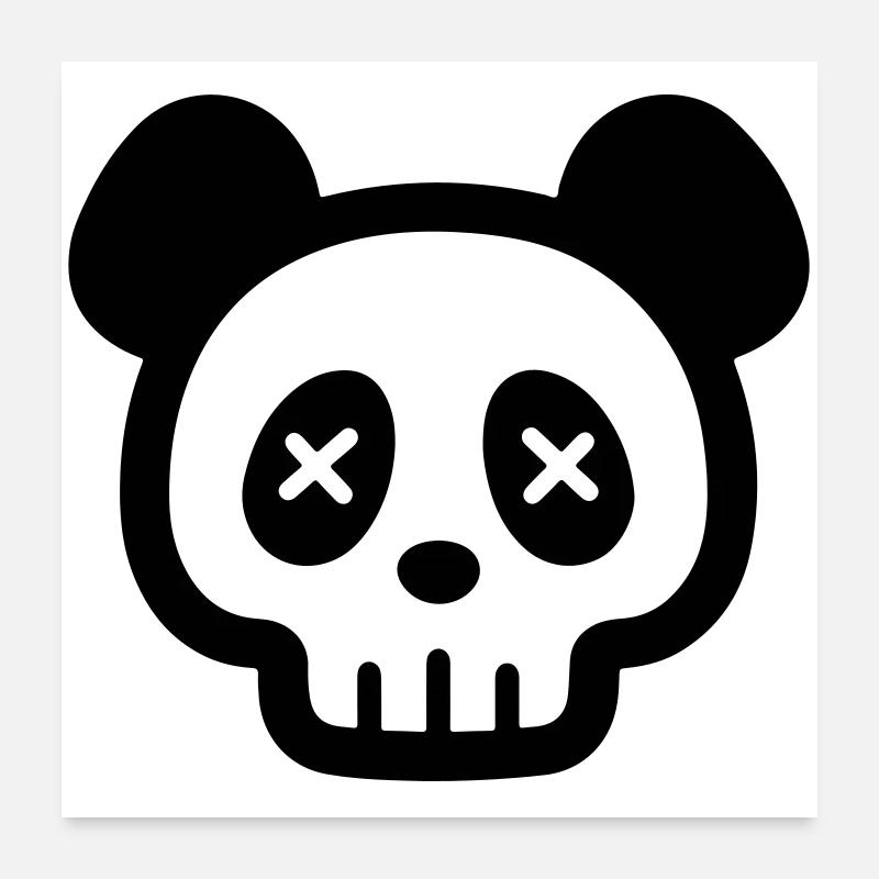 Panda Totenkopf Skelett Poster 60x60 cm
