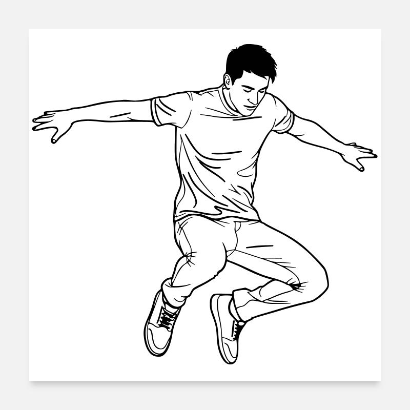 Dancing Man Line Art Poster 24" x 24" (60x60 cm)