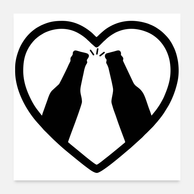 Heart Bottles Beer Aperitif Gift Poster 24" x 24" (60x60 cm)