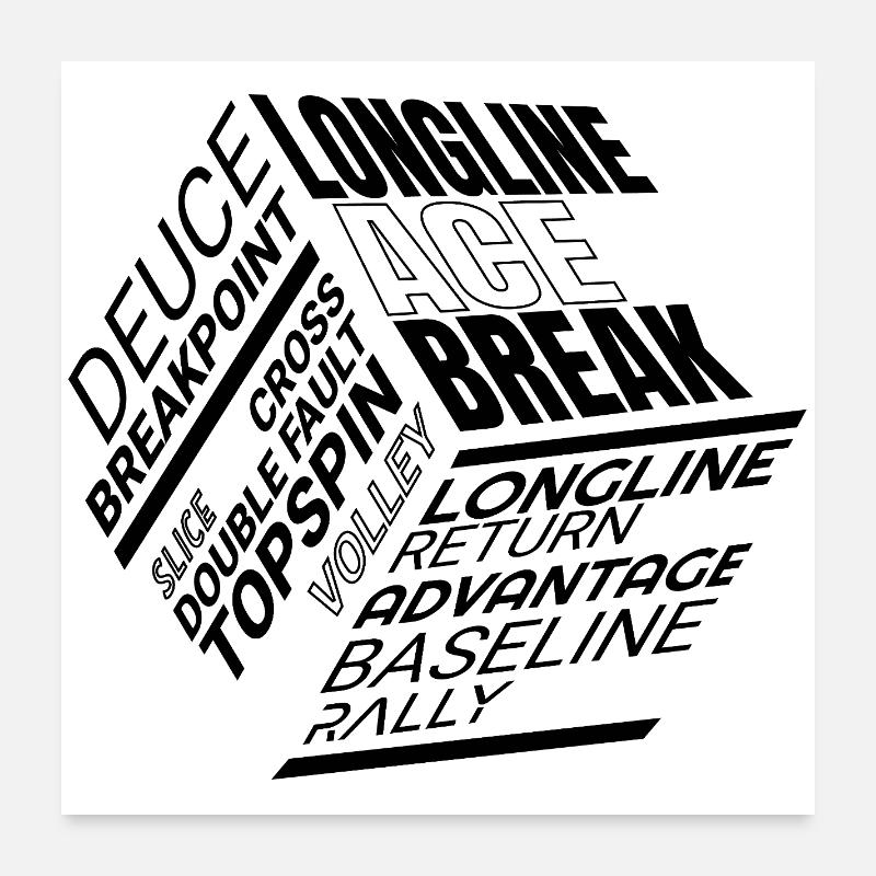 Glossaire de tennis de Deuce à Break Point Poster 60 x 60 cm