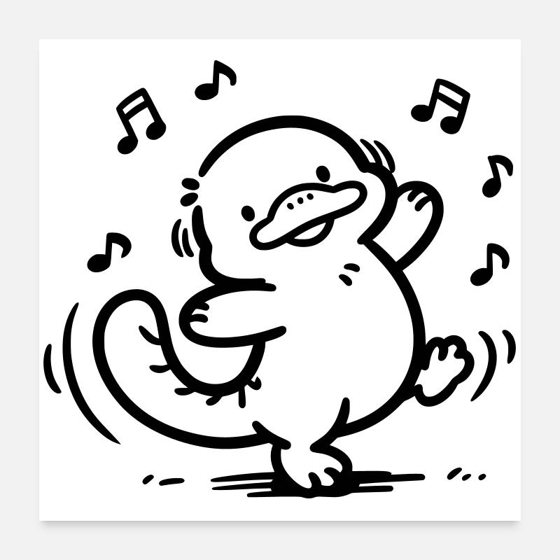 Ornithorynque dansant | Motif musical drôle Poster 60 x 60 cm