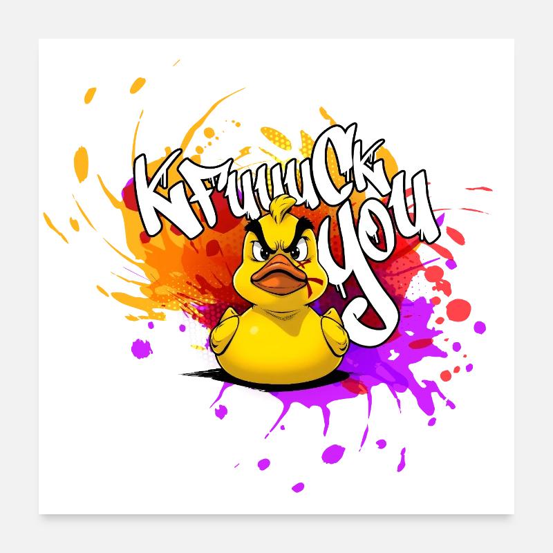 Graffiti Duck : Une explosion de couleurs Poster 60 x 60 cm