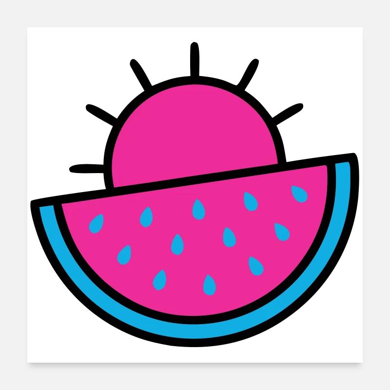 Watermelon Sun Pop Art des années 90 Poster 60 x 60 cm