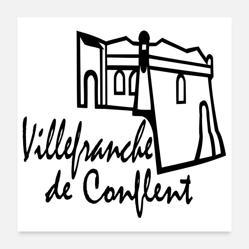 villefranche de conflent - Poster 60 x 60 cm - blanc