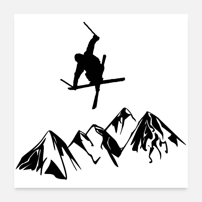 Mountain rider with ski Poster 24" x 24" (60x60 cm)