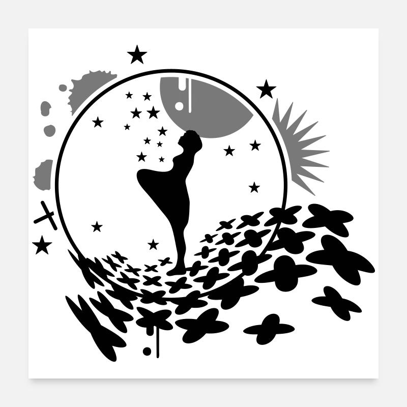 Die Sterntaler Mädchen mit Sterne Poster 60x60 cm