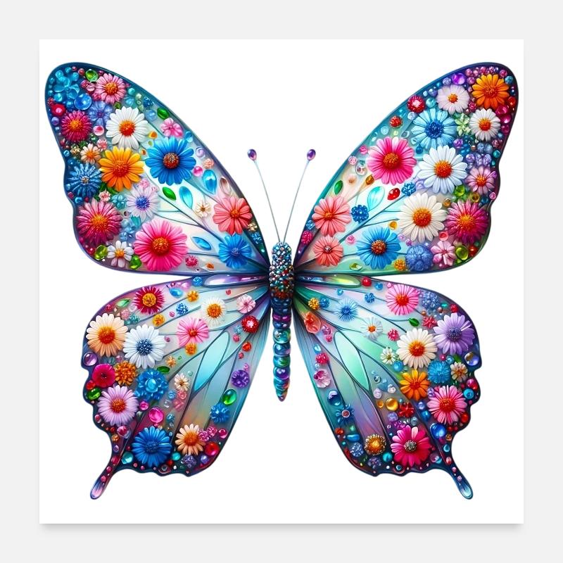 Papillon - Poster 60 x 60 cm - blanc
