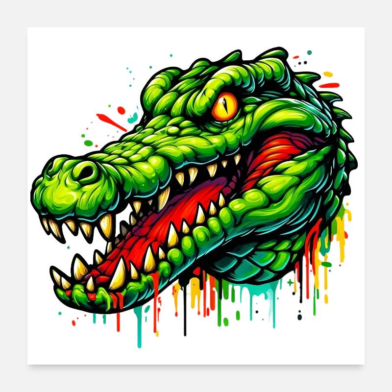 Alligator-Krokodil Poster 60x60 cm
