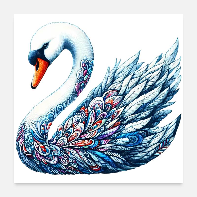 Cygne - Poster 60 x 60 cm - blanc