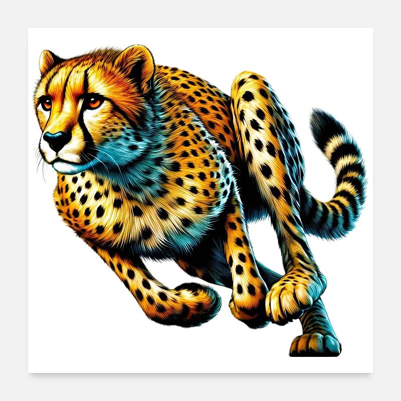 Gepard - Poster 60x60 cm - Weiß