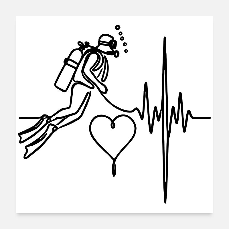 Tauchen im Herz Poster 60x60 cm