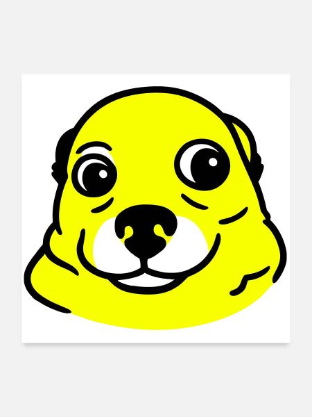 Chien anxieux dans le style Pop Art - Poster 60 x 60 cm - blanc - Devant