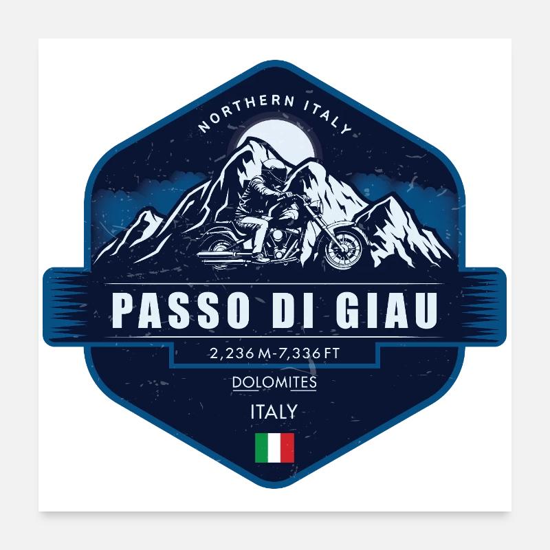 Passo di Giau , Malerischer Dolomiten-Gebirgspass, - Poster 60x60 cm - Weiß