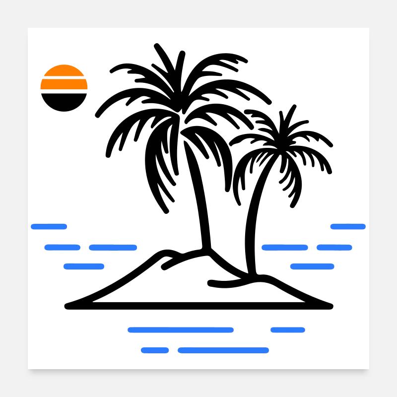 Palmen Insel Poster 60x60 cm