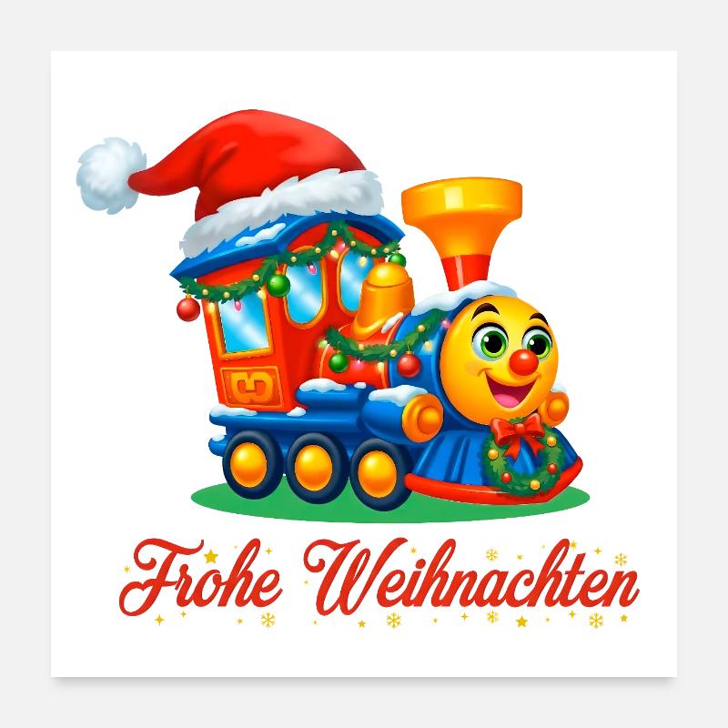Train des enfants de Noël – Train de Joyeux Noël Poster 60 x 60 cm
