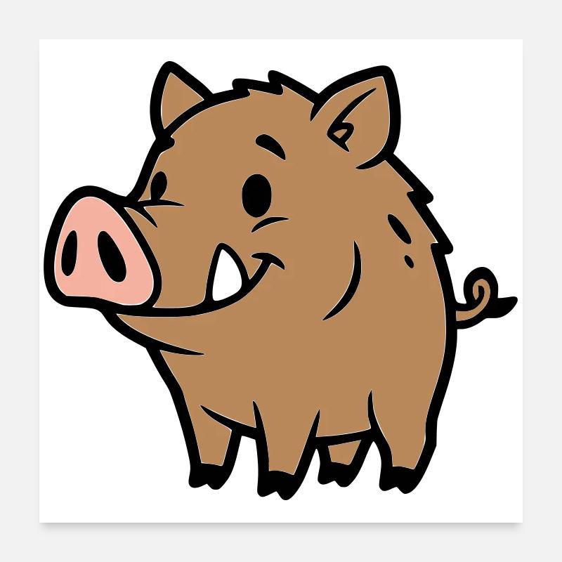 Süßes Wildschwein Comic Glücksbringer Poster 60x60 cm