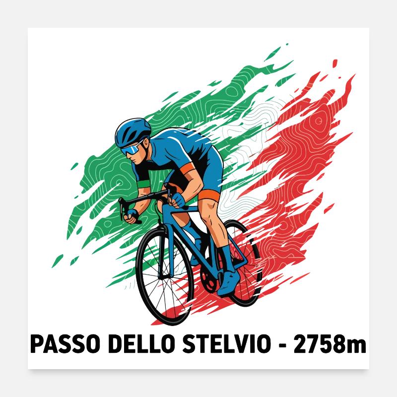 Passage dello Stelvio Grimpeur Colour Burst Poster 60 x 60 cm