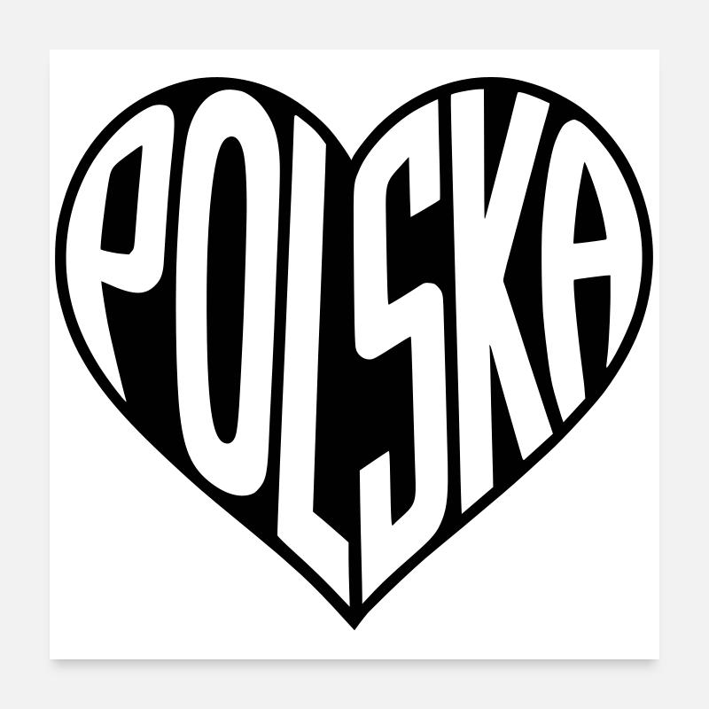 Polen, Polska Herz Typografie  Poster 60x60 cm