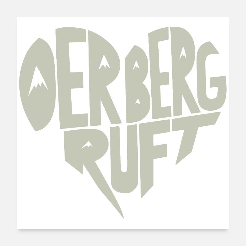 Der Berg ruft Herzdesign Poster 60x60 cm