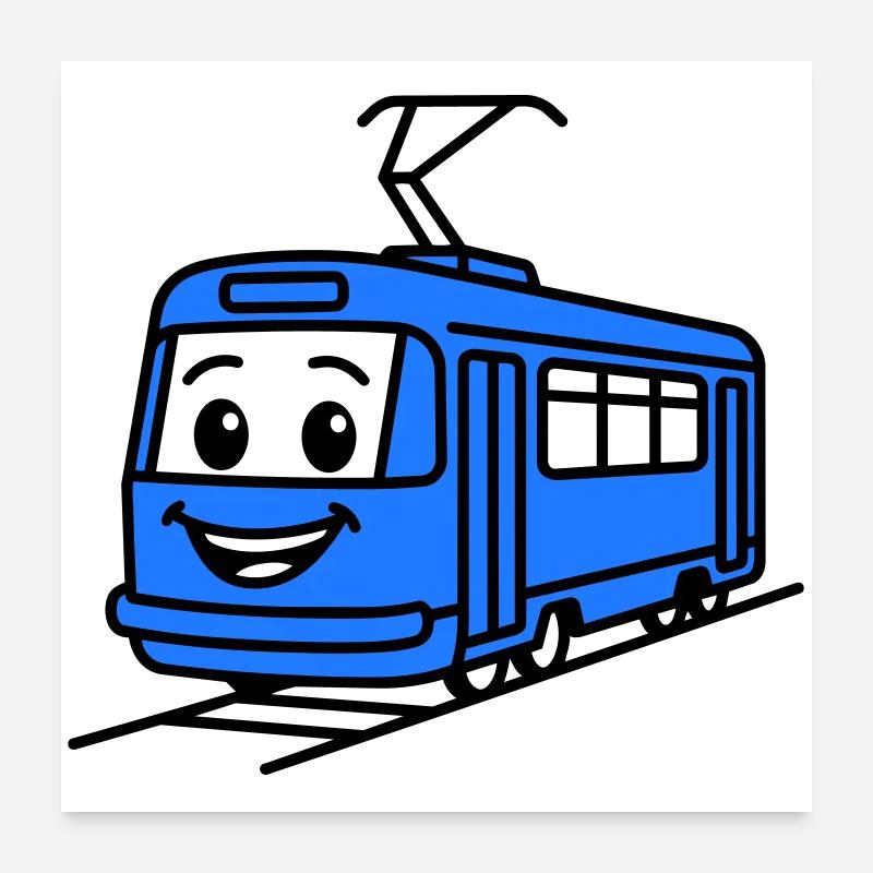 Straßenbahn-Cartoon Poster 60x60 cm