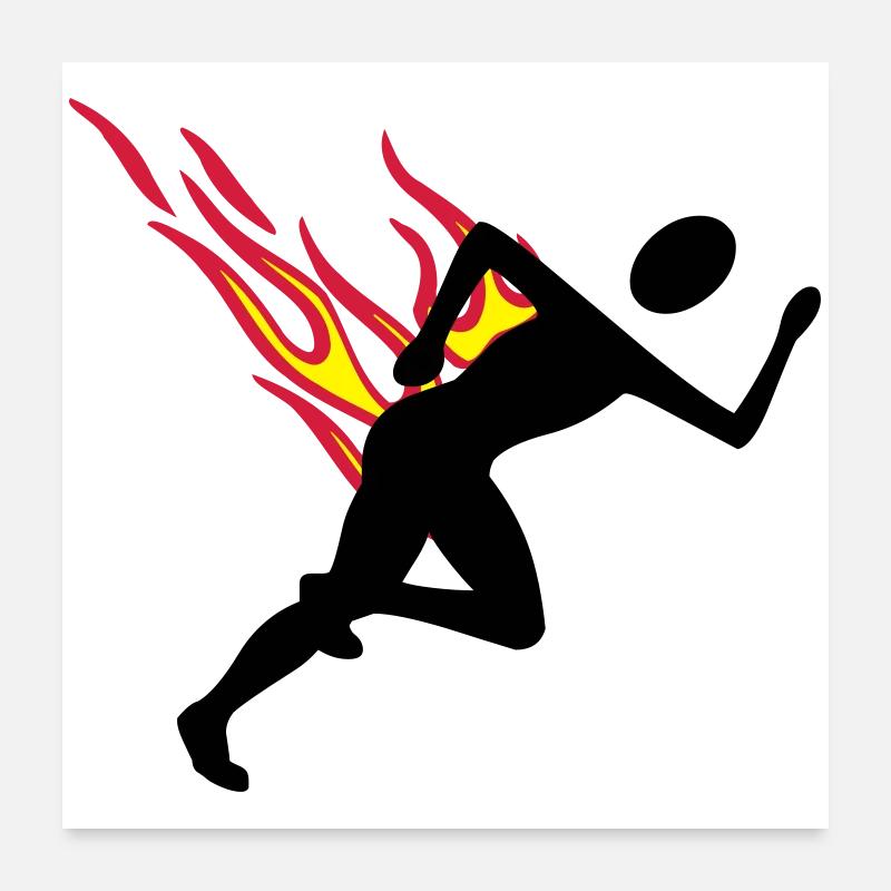 Jogger with flames Poster 24" x 24" (60x60 cm)