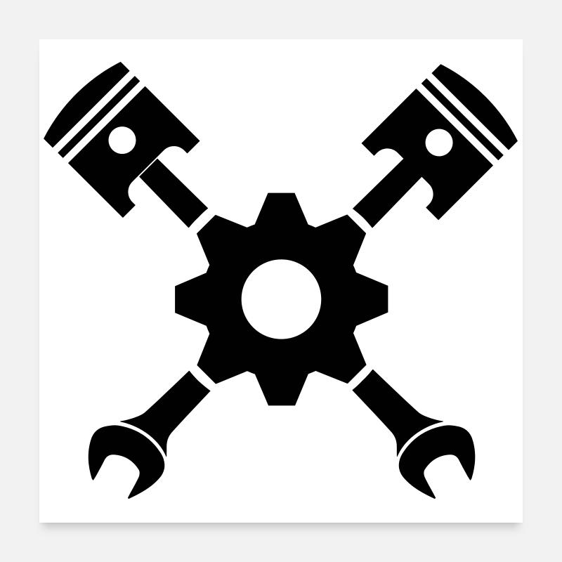 Piston clé croisée avec engrenage Poster 60 x 60 cm