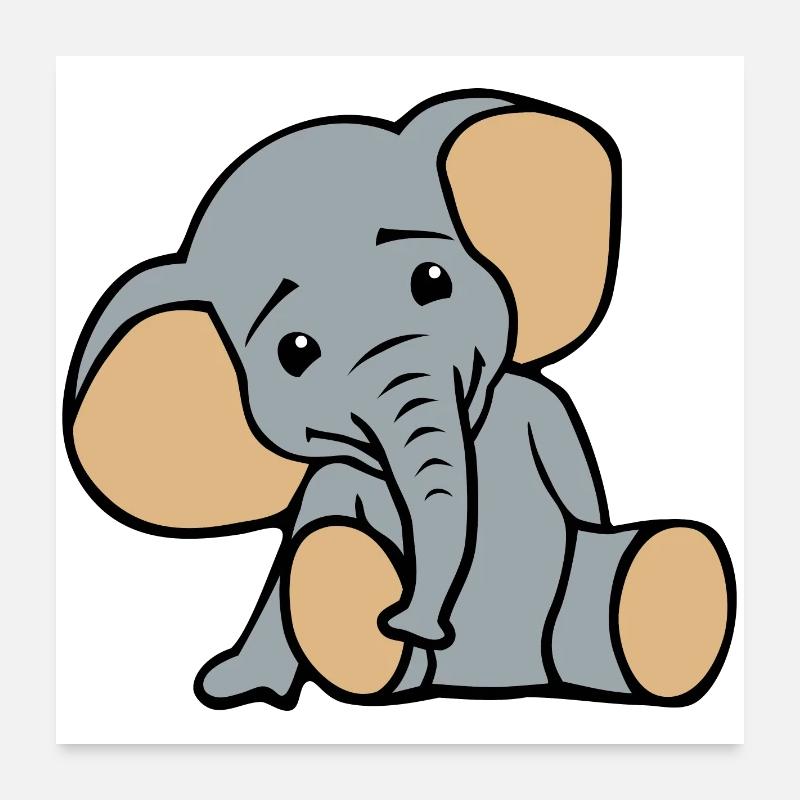 Petit éléphant mignon Poster 60 x 60 cm