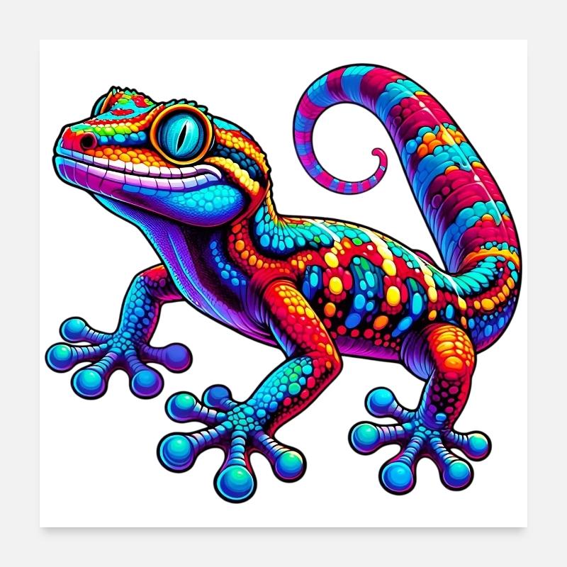 Gecko - Poster 60x60 cm - Weiß