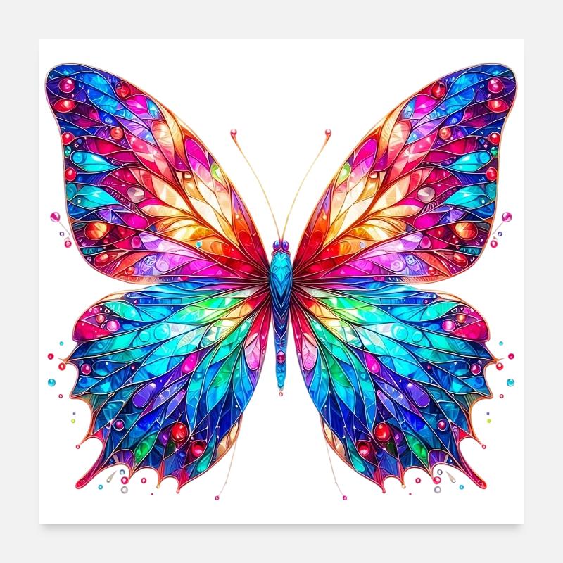 Schmetterling - Poster 60x60 cm - Weiß