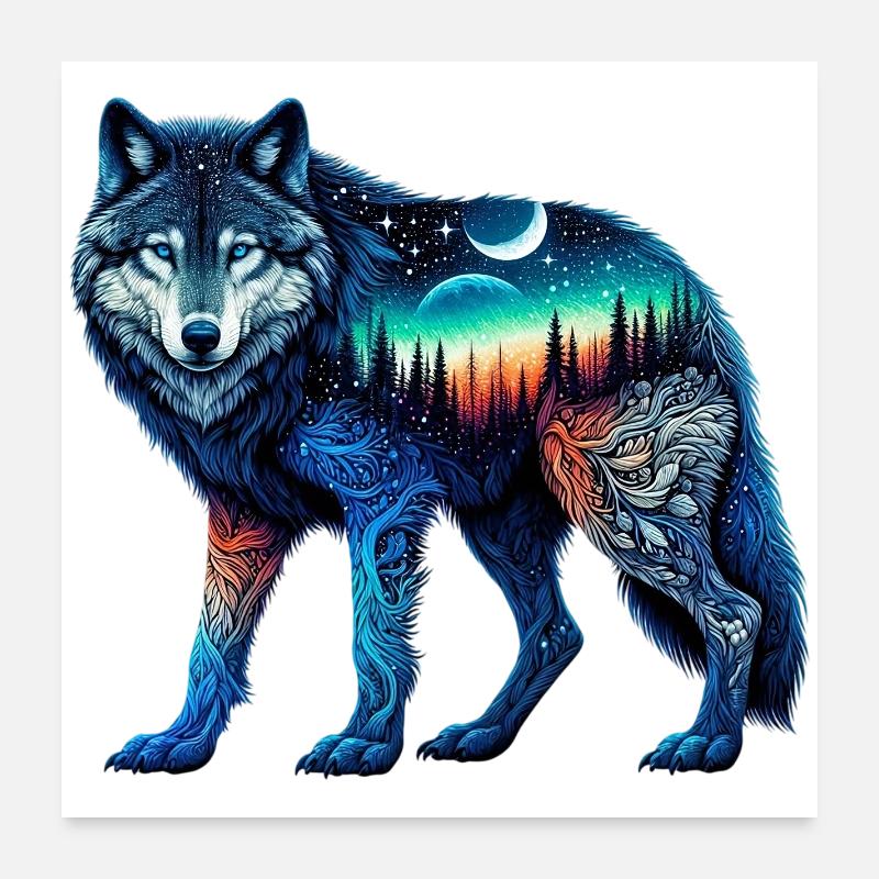 Loup - Poster 60 x 60 cm - blanc