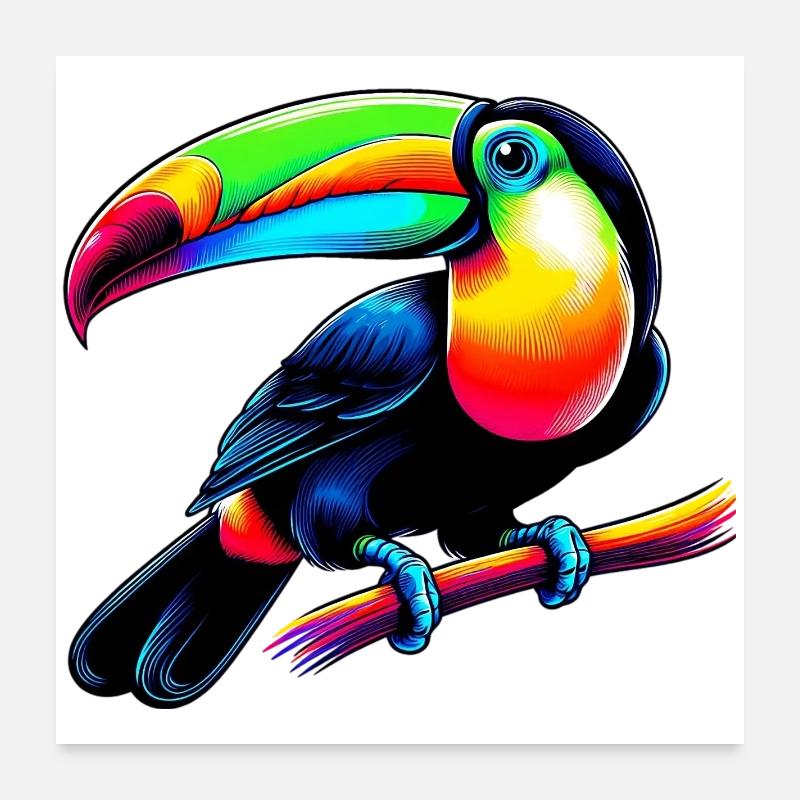 Tukan - Poster 60x60 cm - Weiß