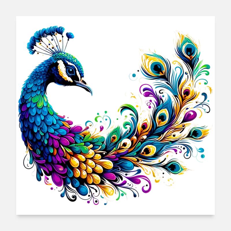 Peacock Poster 24" x 24" (60x60 cm)