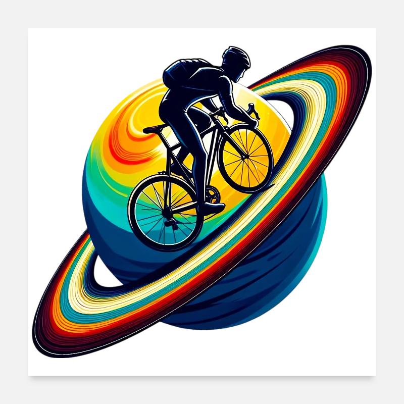 Cycliste sur Saturne Poster 60 x 60 cm