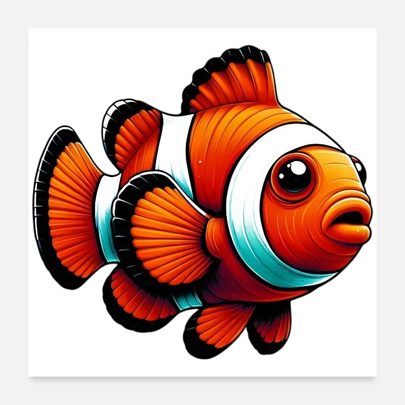 Clownfisch - Poster 60x60 cm - Weiß