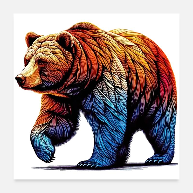 Bär - Poster 60x60 cm - Weiß
