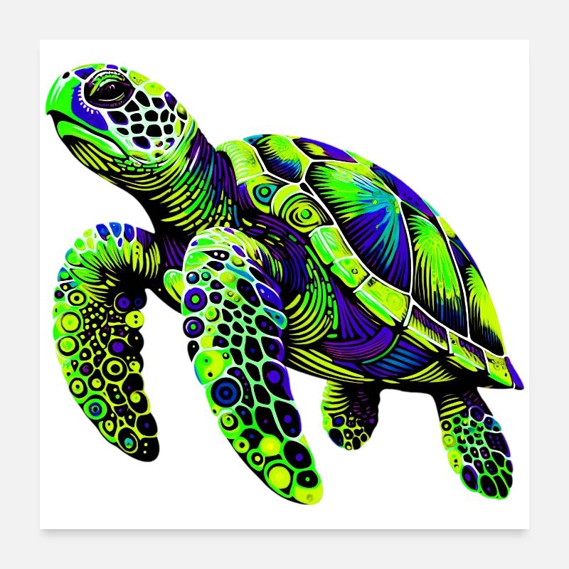 Schildkröte - Poster 60x60 cm - Weiß