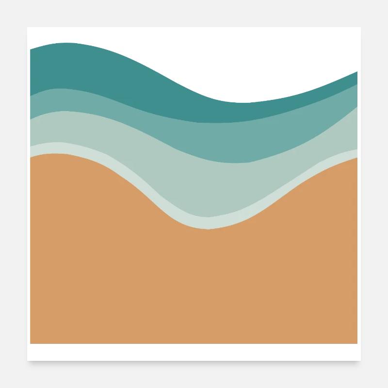 Plage minimale Poster 60 x 60 cm