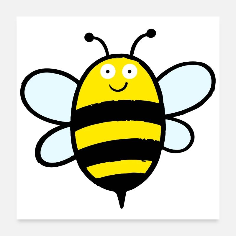 Happy Bee Stripe Art Poster 24" x 24" (60x60 cm)