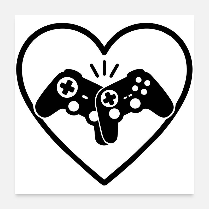 Gamecontroller Herz Gamer Liebe Geschenk Poster 60x60 cm