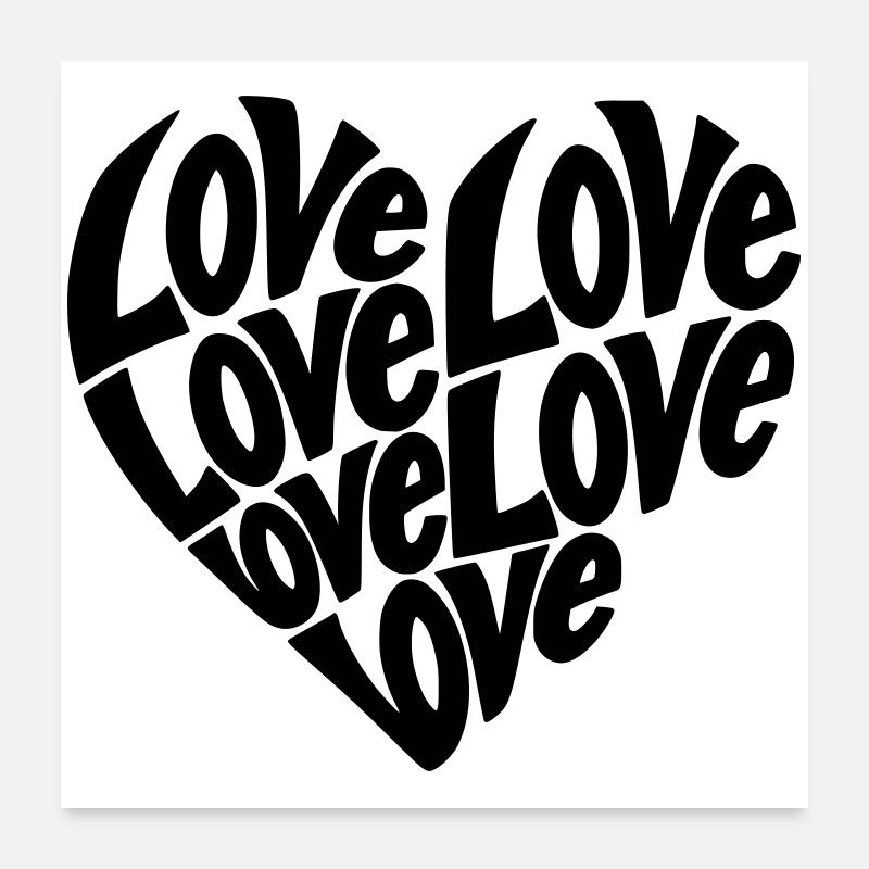 Love Heart Shape Typography - Color Variable Poster 24" x 24" (60x60 cm)