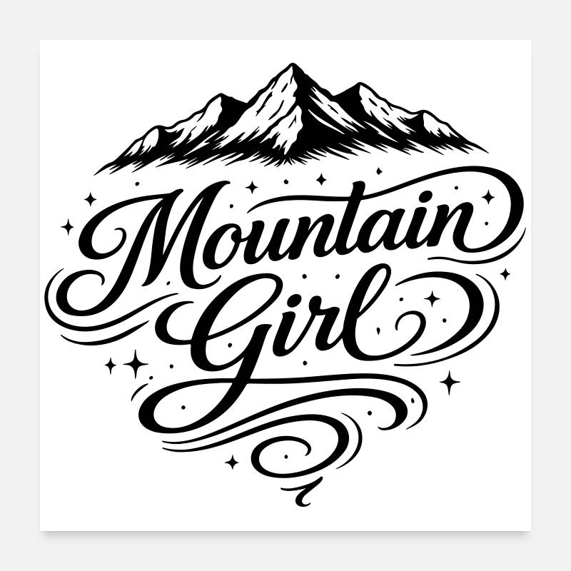Mountain Girl Mountains Poster 24" x 24" (60x60 cm)
