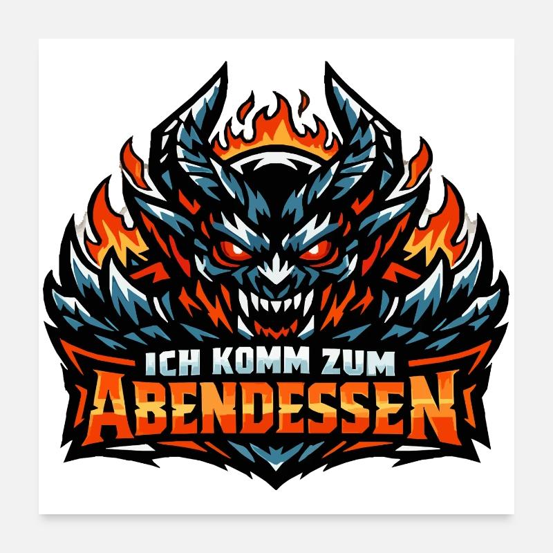 Abendessen Dämonen-Feuer Poster 60x60 cm