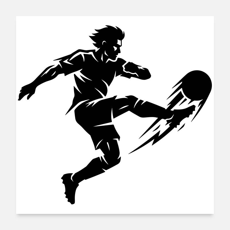 Silhouette du footballeur Poster 60 x 60 cm