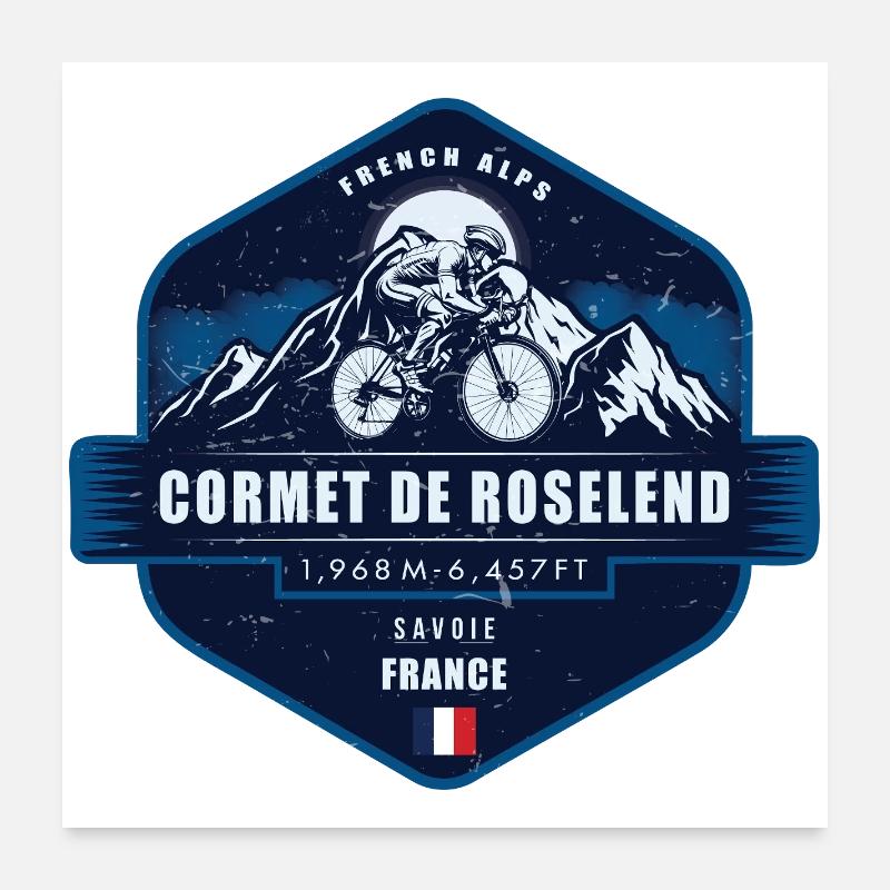 Cormet de Roselend Cycling Badge  Poster 60 x 60 cm