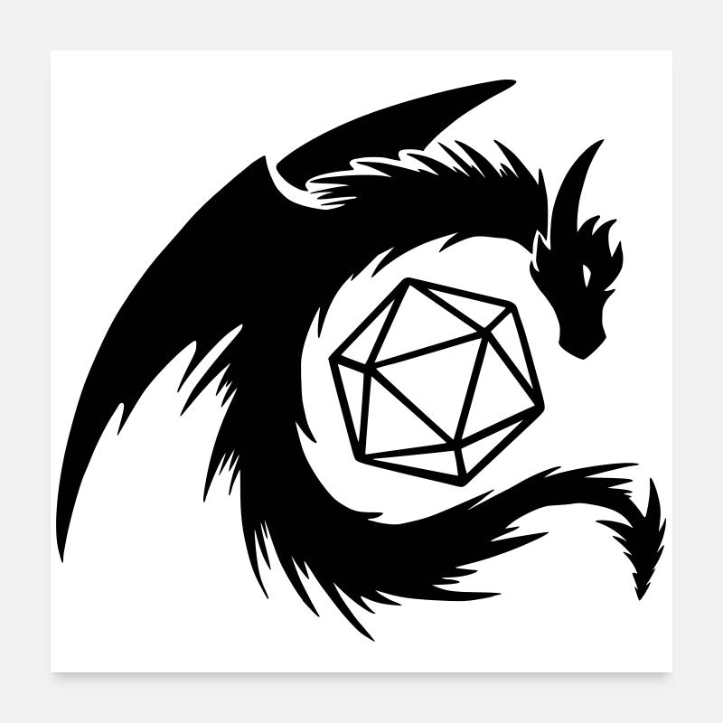 Dragon with D20 Dice Poster 24" x 24" (60x60 cm)