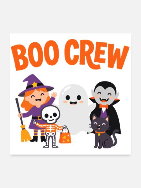 Boo Crew Halloween-Freunde - Poster 60x60 cm - Weiß - Vorne